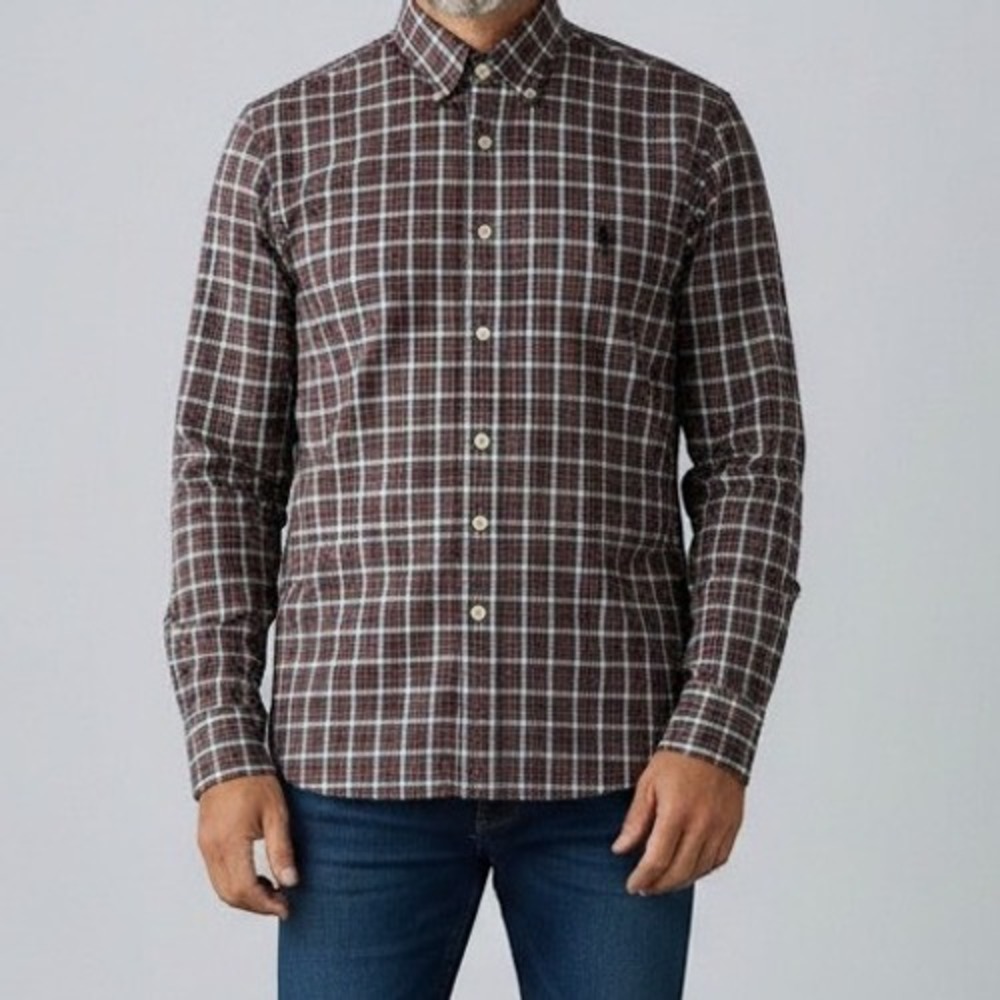 Polo Ralph Lauren Button Down Shirt Mens 16 41 Red Green Plaid Cotton L/S